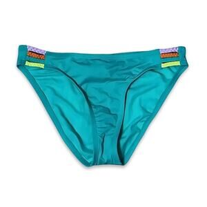 Hobie Bikini Bottoms Swimwear Stretch Braided Side Straps Blue Girls US 14 NWT